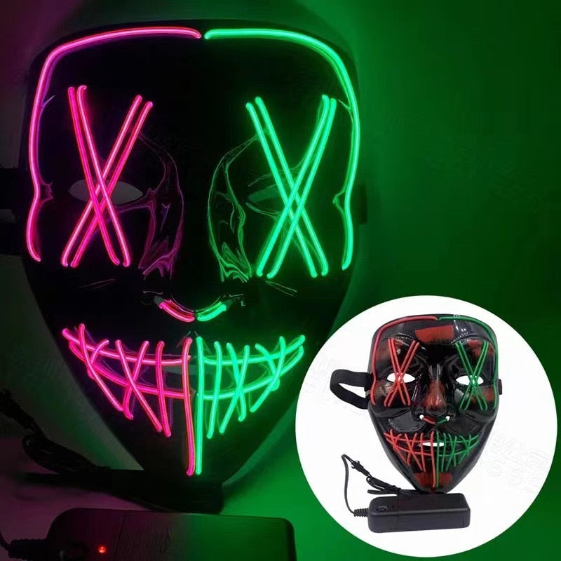 Halloween LED Mask Purge Masks Choice Mascara Costume DJ Party Light To Mixed Color Masque Glow In Dark Halloween Cosplay Mask