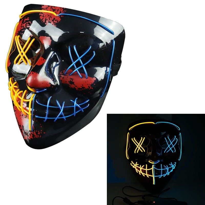 Halloween LED Mask Purge Masks Choice Mascara Costume DJ Party Light To Mixed Color Masque Glow In Dark Halloween Cosplay Mask