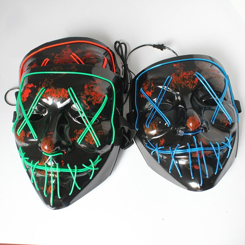 Halloween LED Mask Purge Masks Choice Mascara Costume DJ Party Light To Mixed Color Masque Glow In Dark Halloween Cosplay Mask