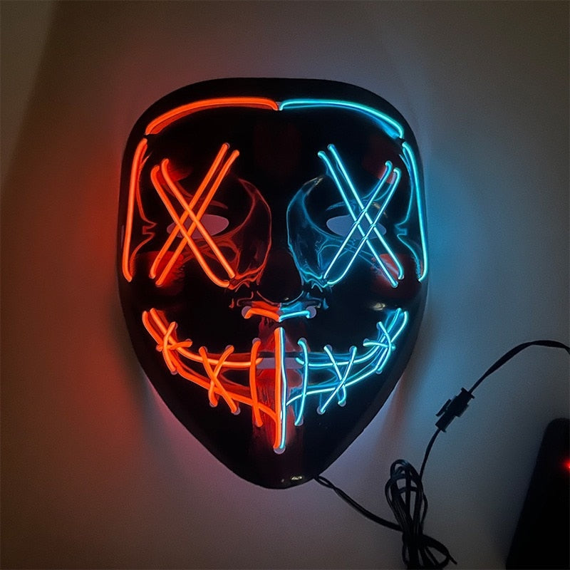 Halloween LED Mask Purge Masks Choice Mascara Costume DJ Party Light To Mixed Color Masque Glow In Dark Halloween Cosplay Mask