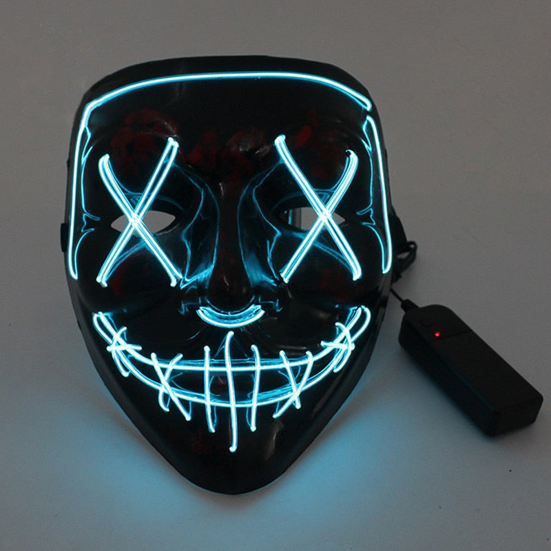 Halloween LED Mask Purge Masks Choice Mascara Costume DJ Party Light To Mixed Color Masque Glow In Dark Halloween Cosplay Mask