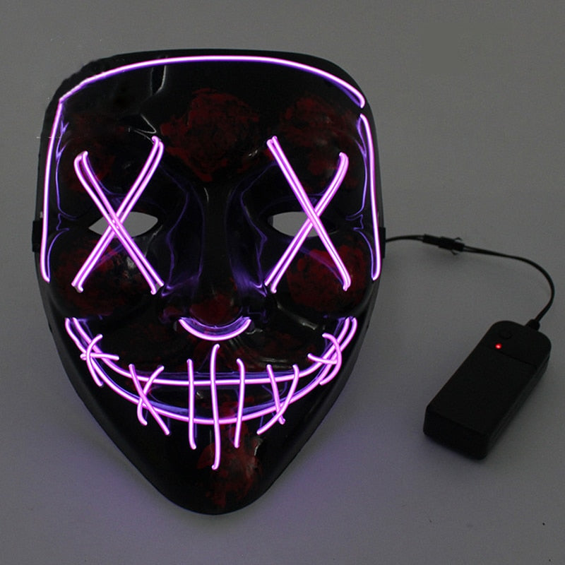 Halloween LED Mask Purge Masks Choice Mascara Costume DJ Party Light To Mixed Color Masque Glow In Dark Halloween Cosplay Mask