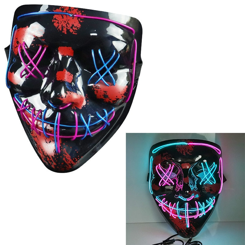 Halloween LED Mask Purge Masks Choice Mascara Costume DJ Party Light To Mixed Color Masque Glow In Dark Halloween Cosplay Mask