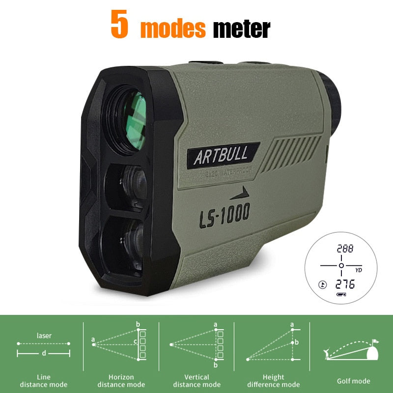 ARTBULL Golf Laser Rangefinder 1000M 650M Telescope with Flag-Lock Slope Pin Distance Meter for Hunting Monocular