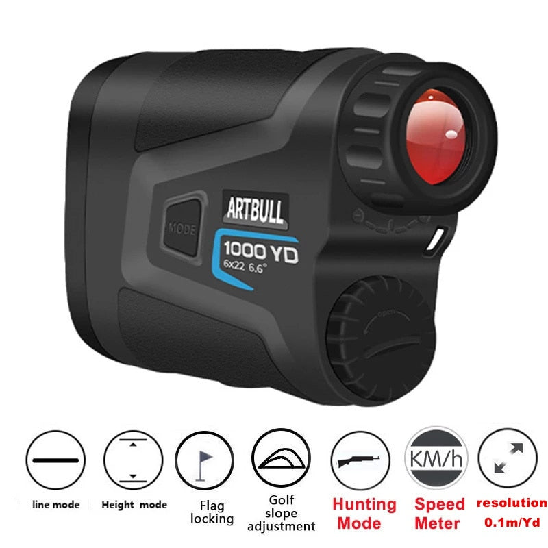 ARTBULL Golf Laser Rangefinder 1000M 650M Telescope with Flag-Lock Slope Pin Distance Meter for Hunting Monocular