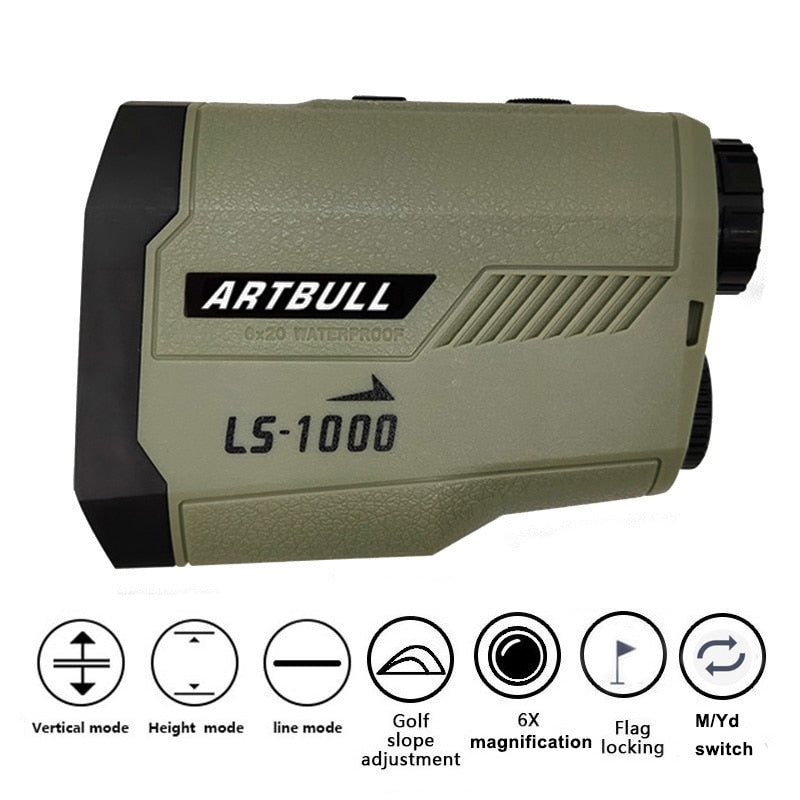 ARTBULL Golf Laser Rangefinder 1000M 650M Telescope with Flag-Lock Slope Pin Distance Meter for Hunting Monocular